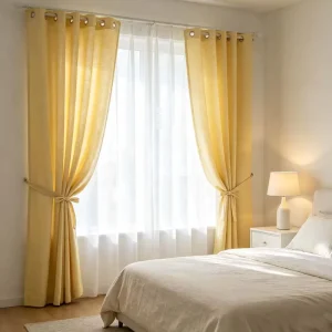 Wrinkle Free Smart Motorized Blackout Custom Curtains with Remote Control Polyester Linen Material Modern Style for Kitchen Use