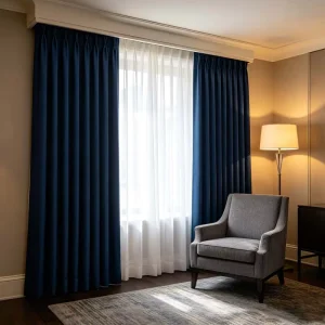 Wrinkle Free Smart Motorized Curtains Noise Reducing Custom Blackout Polyester Linen Modern Remote Control Office Use
