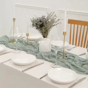 Wrinkle Gauze Table Runner for Wedding Party Birthday Decor Cheesecloth Table Runner