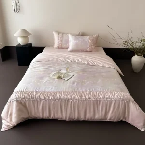 Wrinkle Resistant Breathable Lyocell Luxury Style Four-Piece Bedding Set Durable Eco-Friendly Jacquard Bed Sheet Set