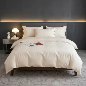 Wrinkle Resistant Solid Bedding Set 4pcs Microfiber Polyester Duvet Cover Set for Master Bedroom and Guest Room