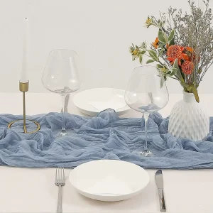 Wrinkled Cheesecloth Color Rectangle Cheesecloth Table Runner 6ft 10ft Gauze Modern Wedding Birthday Party Home Event Decoration