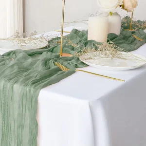 Wrinkled Cheesecloth Table Runner 6ft 10ft Gauze Rustic Long Table Runner Boho for Wedding Birthday Party Home Event Decor