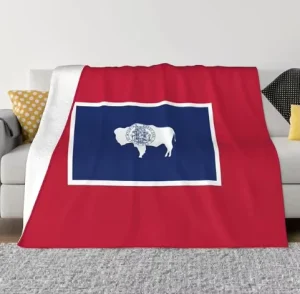 Wyoming State Us Flag Personalized Custom Flag Fashion Flannel Sofa Blanket Household Blanket for All Seasons