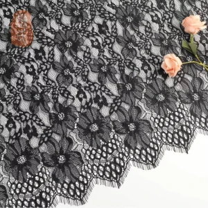 Xie’s Embroidered Rose Organza Lace Fabric Nylon Mesh Edging Children’s Clothing Accessories Stretch Breathable Lightweight