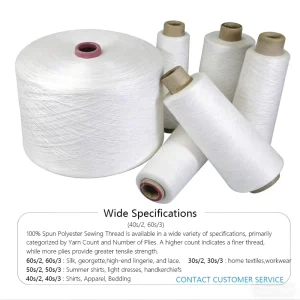 Xinao Factory 100% Yizheng Fiber Raw White Ring Spun Polyester Paper Cone Yarn for Sewing Threads Cone 40 50 2 OEKO Eco friendly