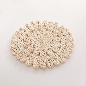 Xinlan Heat Resistant Handmade Round Placemat New Natural Wedding Braided Placemat Straw Table Mats for Dining Table