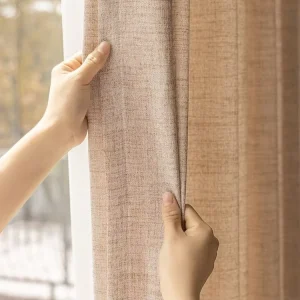 Xinlan Living Room Rod Pocket Cream White Light Filtering Semi Sheer Linen Curtain