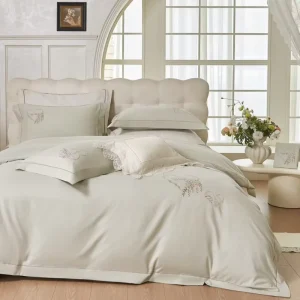 YCSP 4PCS Bedding Set Extravagant Weaving of 100% Long Staple Cotton with Brushed Finish Soft Duvet Cover Pillowcases