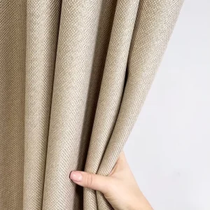 YCSP Custom Polyester linen Blended Blackout Curtains Fabric Modern Style Woven Pleated Drapes for Bedroom Living Room Office