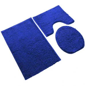 YFL 3 Piece Handmade Tufted Polyester Bath Mat Set Soft Chenille Non Slip & Absorbent Door & Floor Rugs for Home & Hotel Use