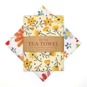 YINYUE Reusable Cartoon Pattern Linen Kitchen Tea Towel with Soft Absorbent Fabric Eco Friendly for Daily Cleaning