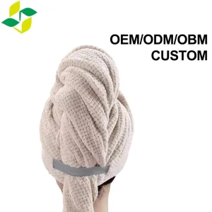 YJ Custom Logo Coral Fleece Hair Wrap Towel Super Absorbent Quick Dry Large Long Hair Drying Cap for Women Bathroom