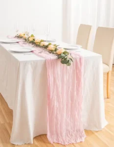 YN Custom Table Decoration Rustic Cotton Cheesecloth Rose Gold Wedding Table Runner Luxury