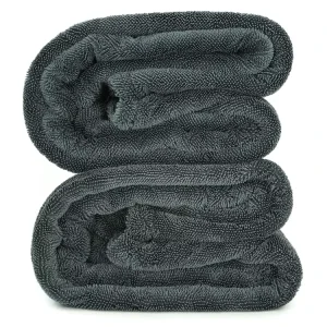 YOUR WEAVERS Factory Custom Gray 1200gsm 90x60cm Car Clean Towel Super Absorbent Microfiber Twist Loop Drying Towel Car Washing
