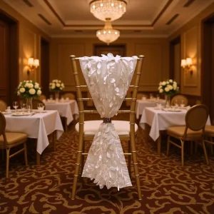 YT 37 Pintuck Taffeta Wedding Curly Willow Chair Sash Ribbon Bow Decoration