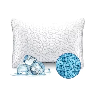 YUE RISE Adjustable Shredded Memory Foam Pillow with Geometric Pattern Washable Cover Cooling Gel Bed Pillow