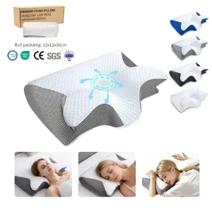YUE RISE Factory Custom CertiPUR US Ergonomic Contour Orthopedic Neck Support Memory Foam Cervical Bed Pillow for Side Sleepers