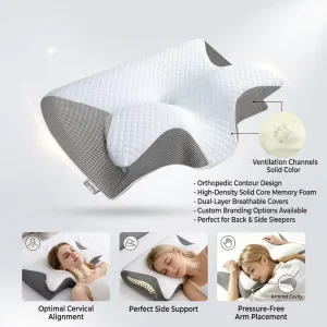 YUE RISE Factory Custom Logo Solid Color Comfortable Cervical Sleep Breathable Orthopedic Ergonomic Memory Foam Bed Pillow
