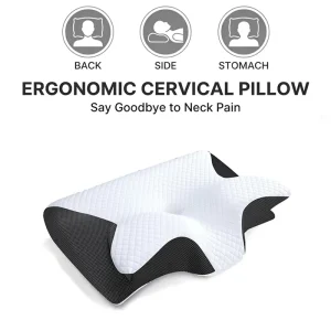YUE RISE Factory Manufacture Custom Logo High Quality Orthopedic Butterfly Neck Pillow Oeko Tex Certified Memory Foam Bed Pillow