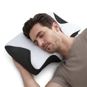 YUE RISE Factory OEM Logo Breathable Woven Memory Foam Cervical Pain Relief Ergonomic Sleeping Pillow for Hotel Home