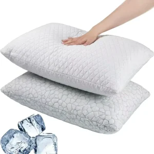 YUE RISE Standard Shredded Memory Foam Cooling Bed Adjustable Washable Pillow for Side Back Stomach Sleeper