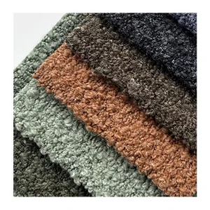 Yarn Dyed Breathable Soft Velvet Lamb Wool Look Boucle Sofa Fabric for Furniture Textile
