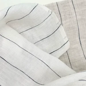 Yarn Dyed Woven 100% Linen Jacquard Fabric Stripe Pattern for Shirts Dresses Garments Apparel Textile