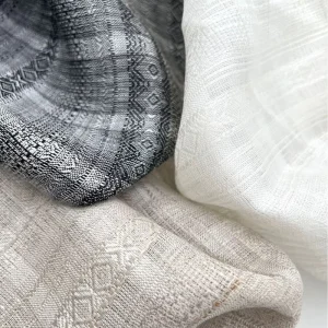 Yarn Dyed Woven 100% Linen Jacquard Fabric Stripe Plaid Check Pattern for Shirts Dresses Garments Apparel Textile