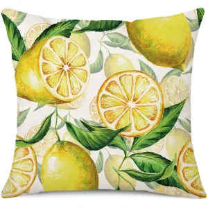 Yellow Fruit Lemon Throw Pillow Case Premium Polyester Decorative Cushion Cover Soft Square Pillowcase for Couch
