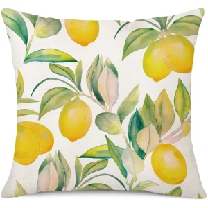 Yellow Lemon Pattern Throw Pillow Cover Soft Polyester Decorative Cushion Case Summer Fruit Pillowcase for Couch