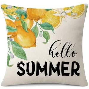 Yellow Lemon Pattern Throw Pillowcase Soft Microfiber Decorative Cushion Cover Fruit Print Accent Shell for Sofa