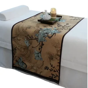 Yellow Plant and Floral Print Bed Runner Floral Bed Scarf Flowers Meadow Nature Print Table Flat