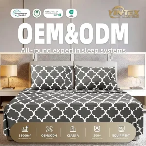 Yintex OEM ODM Microfiber 4 Piece Bedding Set 1 Top Sheet 1 Fitted Sheet 2 Pillowcases with Quatrefoil Pattern in Gray Queen