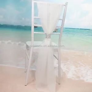 Yiwu Factory Wedding Decoration Chiffon Chair Sash for Wedding with Clasp