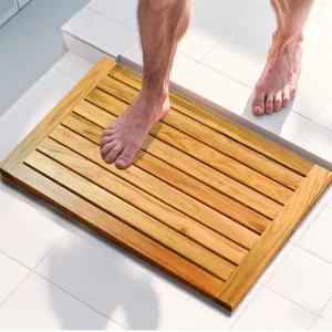 Youlike Non Slip Waterproof Natural Bamboo Teak Wood Bath Mat Shower Bathtub Mat for Doorway Sauna Spa Patio Pool Use