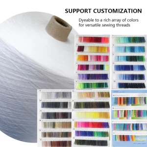 Yuanao High Strength Factory Tfo Dyed 100% Yizheng Ring Spun 40s3 Polyester Colored Yarn for Sewing Thread 40 2 OEKO