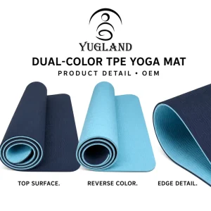 Yugaland Odorless Dual Color TPE Yoga Mat Non Slip Exercise Pad for Pilates Home Workout Factory Vendor