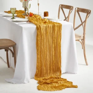 ZS 109 Long Cheese Cloth Boho Gauze Table Runner for Wedding Birthday Holiday Party Rustic Sheer Table Decorations