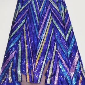 ZSY Blue Purple Sequin Color African Wedding Embroidered 100% Polyester Warp Shining Carnival Costume Design Sequin Fabric