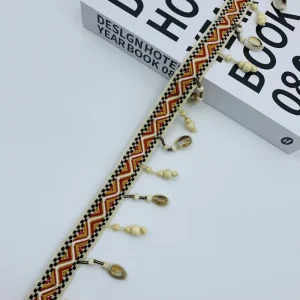 ZSY Sewing Clothes Accessories Handmade Lace Webbing Beaded Tassel Fringe Jacquard Geometric Ribbon Curtain Textile Trim