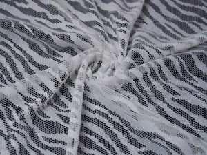Zebra Pattern Embroidered Lace Warp Knitted Mesh Fabric Breathable Sweat-Permeable Lightweight Abrasion-Resistant 100% Polyester