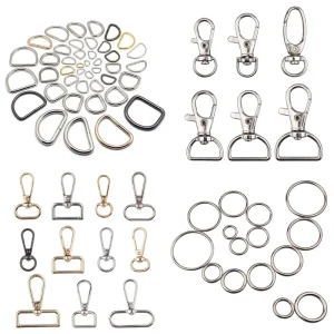 Zinc Alloy Bag Buckle D Ring Slide Belt Gold Silver Key Ring Hook Handbag Accessories Snap Hook