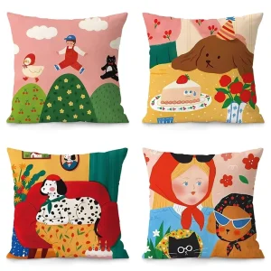 Zipper Decorative Throw Pillow Cushion Square Pillow Cover for Couch Sofa Bedroom