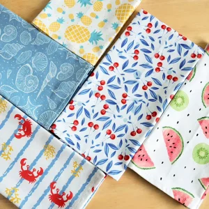 a Pack of Two Pieces Ultra Soft Printed 100% Cotton Tea Towel Absorbent Dish Kitchen Towel Set Napkins for Restaurants