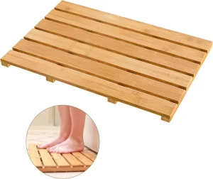 bamboo bath mat for shower non slip bamboo sturdy water proof bathroom carpet for indoor or outdoor use