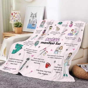 custom printed flannel blanket Nurse Manifest List daily nursing life inspirational extra thick coral fleece blanket