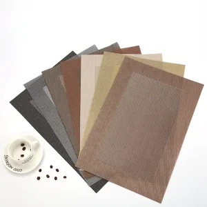 in Stock 4 of Set Golden Washable PVC Placemat Non-Slip Heat Resistant Place Mats for Dining Banquet