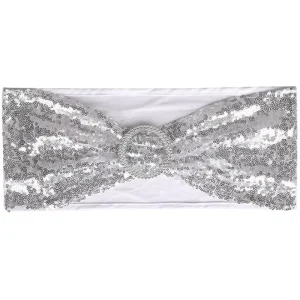 in Stock Pack of 10 Modern Fashion Sequin Chair Sashes Bow for Wedding