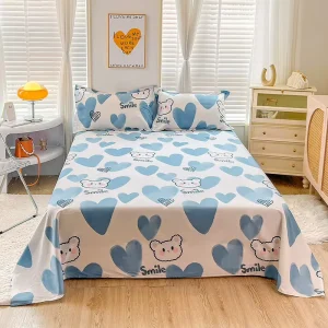 king Size Comfortable Cotton Bedding Sets Pillowcase Luxury Bedsheet Printed Flat Bed Sheet Sets